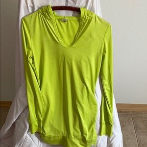 Pull over active wear long sleeve with hood